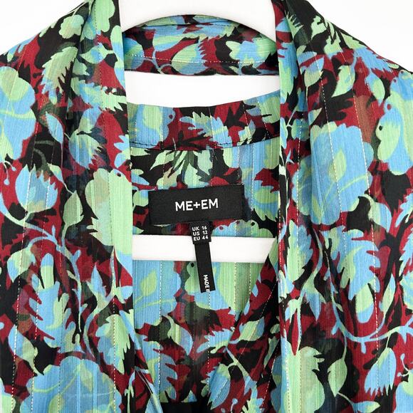 ME+EM Metallic Floral Maxi Dress in Size 12 US Green Shadow Bloom Print $400 - Picture 4 of 7